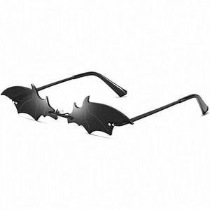 Men Women Black Rimless‎ Goth Bat Sunglasses